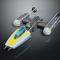 Futuristic Spaceship With Sleek Aerodynamic Design Gray Structure And Blue Yellow White Color