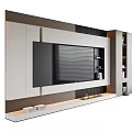 Modern TV Wall Design With Floating Shelves LED Lighting And Media Console 3d model