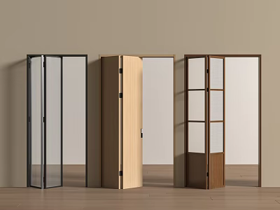 Stylish Folding Doors For Home Interior With Glass Panels Wooden Frames And Modern Designs 3d model