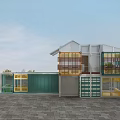 Modern Container Detached Villa With Two Story Colorful Exterior And Balcony