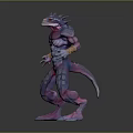 Game Movie Character Featuring Muscular Body Scaled Skin Horned Head Tail And Clawed Feet
