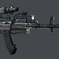 Tactical Assault Rifle With Metallic Finish Scope Magazine Handguard And Accessories
