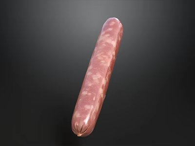 Pink Sausage With White Spots On Black Background Food Product 3d model