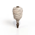 Practical Household Spool Wrapped With White Thread Neatly Coiled On Wooden Base