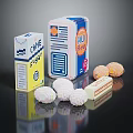 Colorful Food Display with Sugar Butter and Round Candy Balls in Boxes