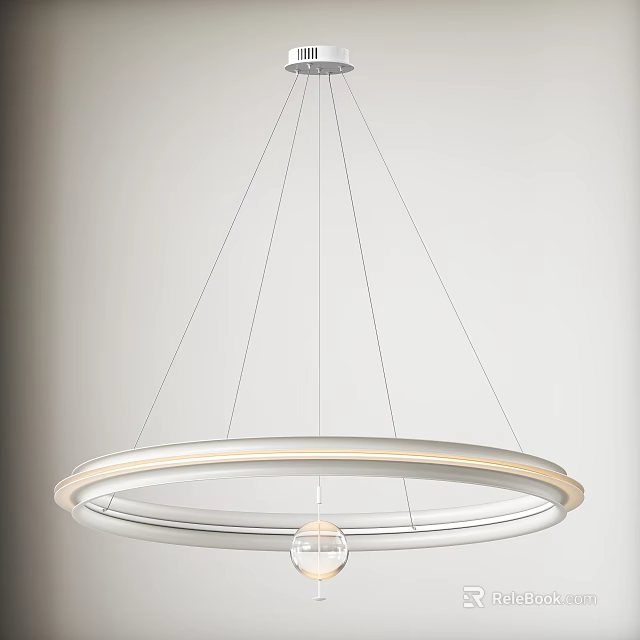 Modern Circular Chandelier With Double Ring Design Hanging In Interior Space 3d model