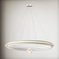 Modern Circular Chandelier With Double Ring Design Hanging In Interior Space 3d model