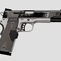 Semi Automatic Pistol With Black Silver Finish Textured Grip And Barrel