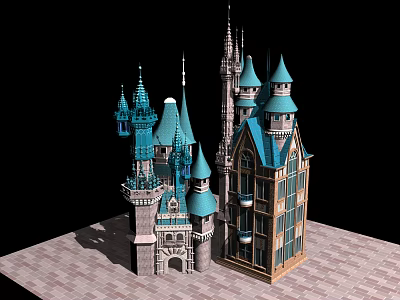 European-style Chinese Outdoor Architecture Game Castle 3d model