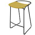 Modern Bar Stools With Yellow Fabric Seats And Black Metal Frames