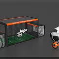 Fun Interactive Area With Soccer Goal Logo Green Grass And Multiple Soccer Balls
