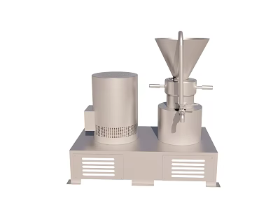 Industrial Grinding Equipment with Cylindrical Container Funnel Feeder and Control Levers on Stable Base 3d model
