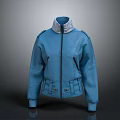 Blue Casual Jacket With Stand Collar Zipper Closure And Practical Pockets 3d model