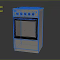 Beige Freestanding Kitchen Stove Oven With Black Knobs And Glass Door Front