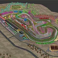 Modern Race Track Venue With Winding Circuit Surrounding Trees And Facilities