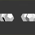 Six White Polyhedrons Arranged as Geometric Shapes on Black Background with Reflections