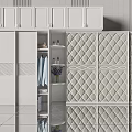 Modern White Wardrobe With Sliding Doors Diamond Pattern Panels And Hanging Shelves
