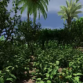 Lush Garden Landscape With Dense Green Plants Diverse Trees And Natural Foliage