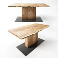 Natural Live Edge Solid Wood Dining Table With Rectangular Top And Sturdy Base