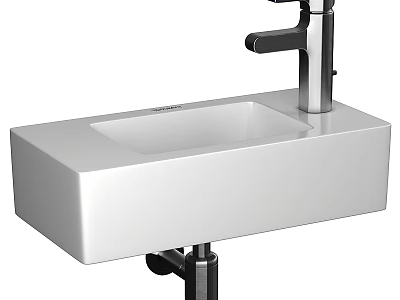 Stylish Modern White Ceramic Washbasin With Chrome Faucet For Bathroom Decor 3d model