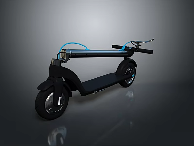 Modern Electric Scooter With Black Body Blue Accent Lines And Urban Commuting Design 3d model