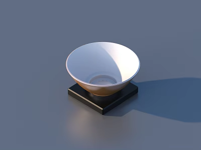 White Ceramic Bowl Placed On Black Square Base For Daily Use 3d model