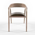 Modern Wooden Frame Armchair With Black Leather Seat And Curved Armrests Design