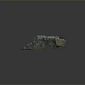 Weathered Stone Wall Model With Mossy Texture And Ruined Structure