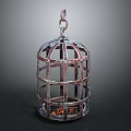 Garden Decorative Metal Cage Lantern with Burning Candle and Rustic Design