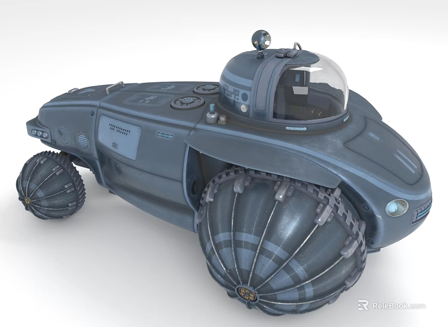 Futuristic All Terrain Vehicle With Large Spherical Wheels And Dome Cockpit 3d model 