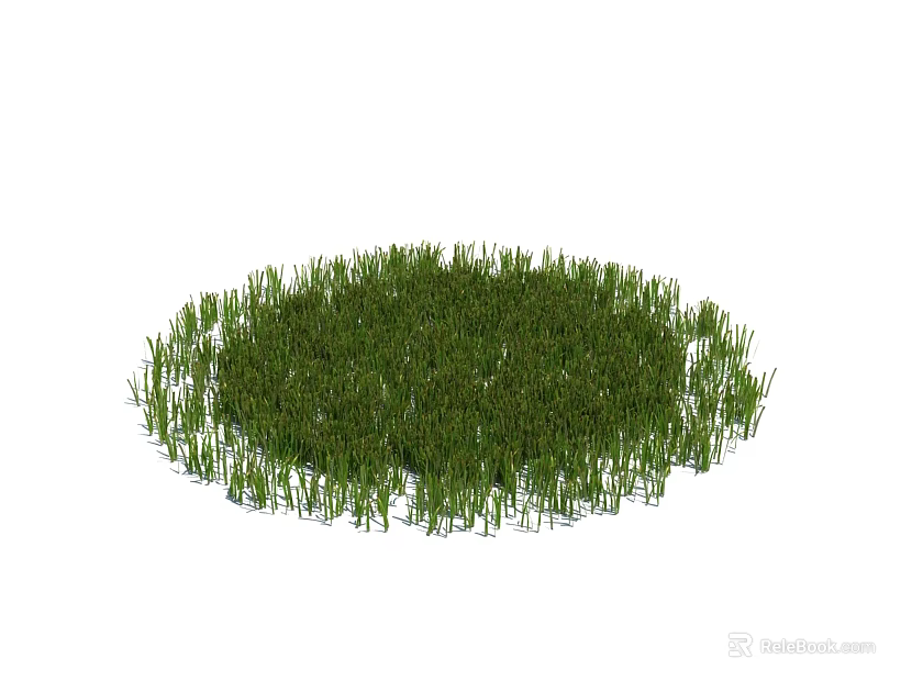 Lush Green Grass Lawn In Round Shape With Fresh Natural Vibrant Greenery 3d model 