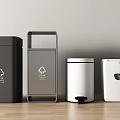 Modern Household Waste Bins In Black Gray Silver White With Sorting And Pedal Designs