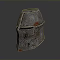 Ancient Medieval Warrior Helmet With Rusty Metallic Surface And Red Stains