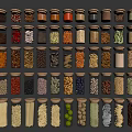Multiple Transparent Spice Jars for Kitchen Food Storage and Organization