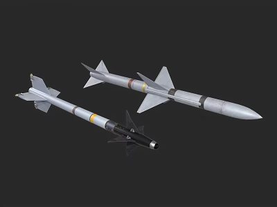 Military Missiles With Aerodynamic Design Gray Body Yellow Stripes And Tail Fins 3d model