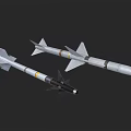 Military Missiles With Aerodynamic Design Gray Body Yellow Stripes And Tail Fins
