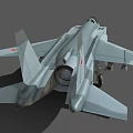 Gray Military Fighter Jet 3D Model With Number 77 And Red Star Markings