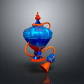 Blue And Orange Decorative Household Item With Transparent Body And Horn Accent