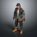 Game Movie Character In Hat Jacket Vest With Gloves Boots And Knife Standing Pose
