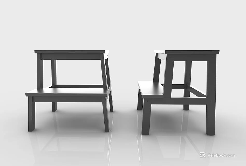 Modern Black Stools With Simple Structure And Sturdy Legs For Indoor Use 3d model 