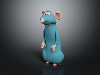 Blue Rat Game Movie Character With Large Ears And Round Body 3d model