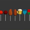 Colorful Lollipops With Various Shapes And Vibrant Colors On Black Background With Reflections