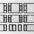 Various Black Window Frame Designs In Different Sizes And Styles 3d model