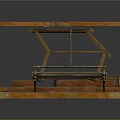 Vintage Wooden Mechanical Device with Metal Components and Platform Base