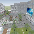 Modern Office Building Complex With Green Roofs Glass Curtain Walls And Landscaped Pathways