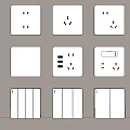 White Switch Panels With Various Functional Designs And Socket Options