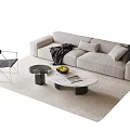 Modern Sofa And Coffee Table Set With Light Upholstery Round Table Fruit Magazines Side Table 3d model
