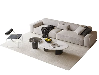 Modern Sofa Coffee Table Combination Coffee Table Leisure Chair 3d model