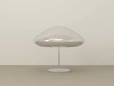 Modern White Mushroom Shaped Table Lamp With Sleek Metallic Stand 3d model