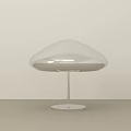 Modern White Mushroom Shaped Table Lamp With Sleek Metallic Stand